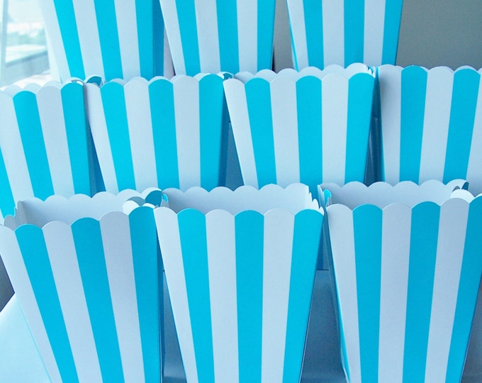 10 Turquoise Striped Party Favour Boxes Candy Boxes Party Etsy