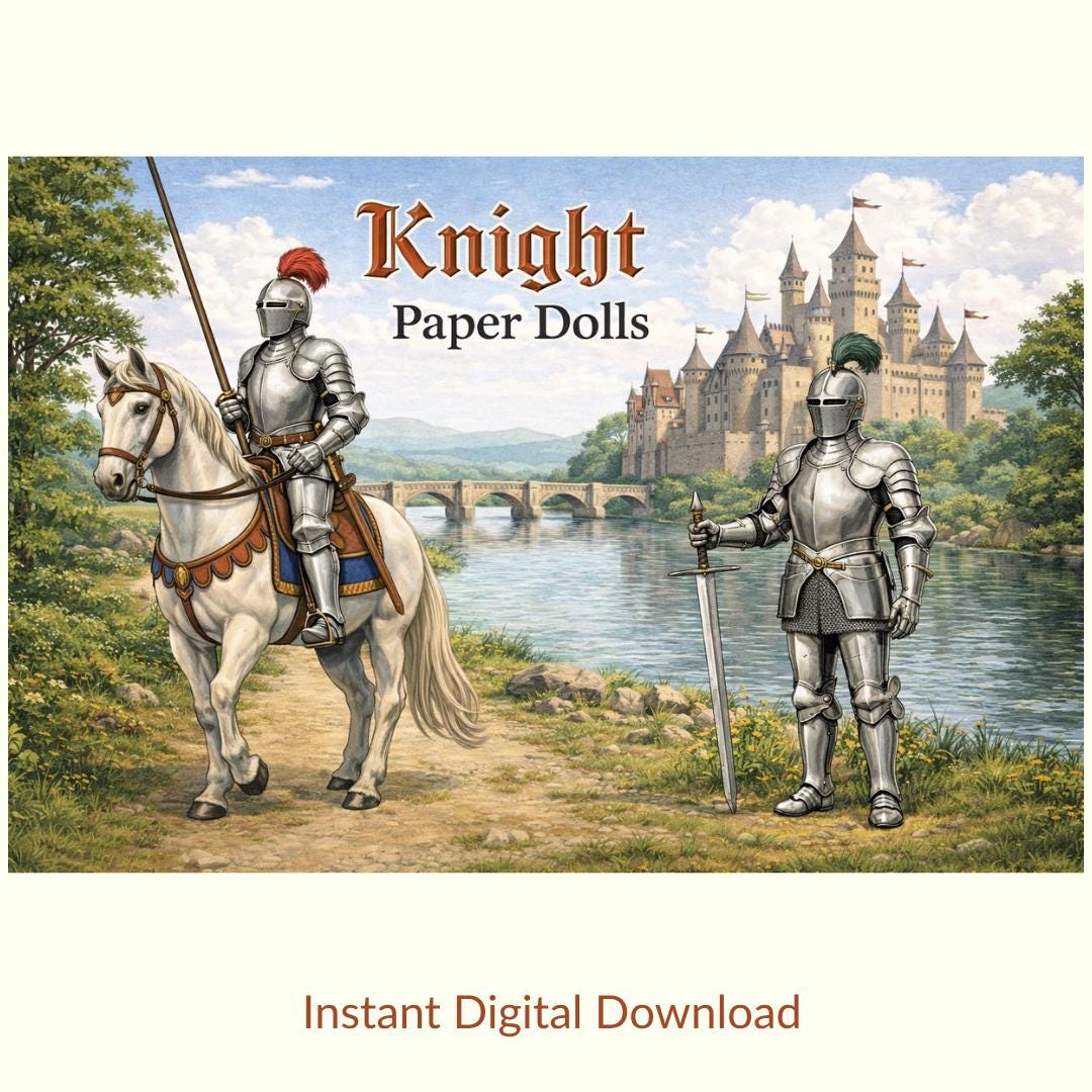 Digital - Knight Paper Doll Printables, Vintage Style, Nostalgic Kids ...
