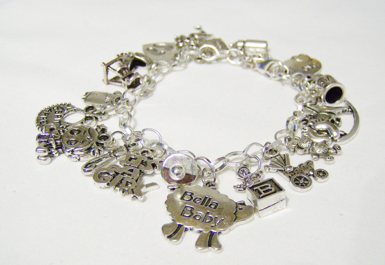 Baby Girl Themed Charm Bracelet Charm Bracelet Baby Themed Etsy