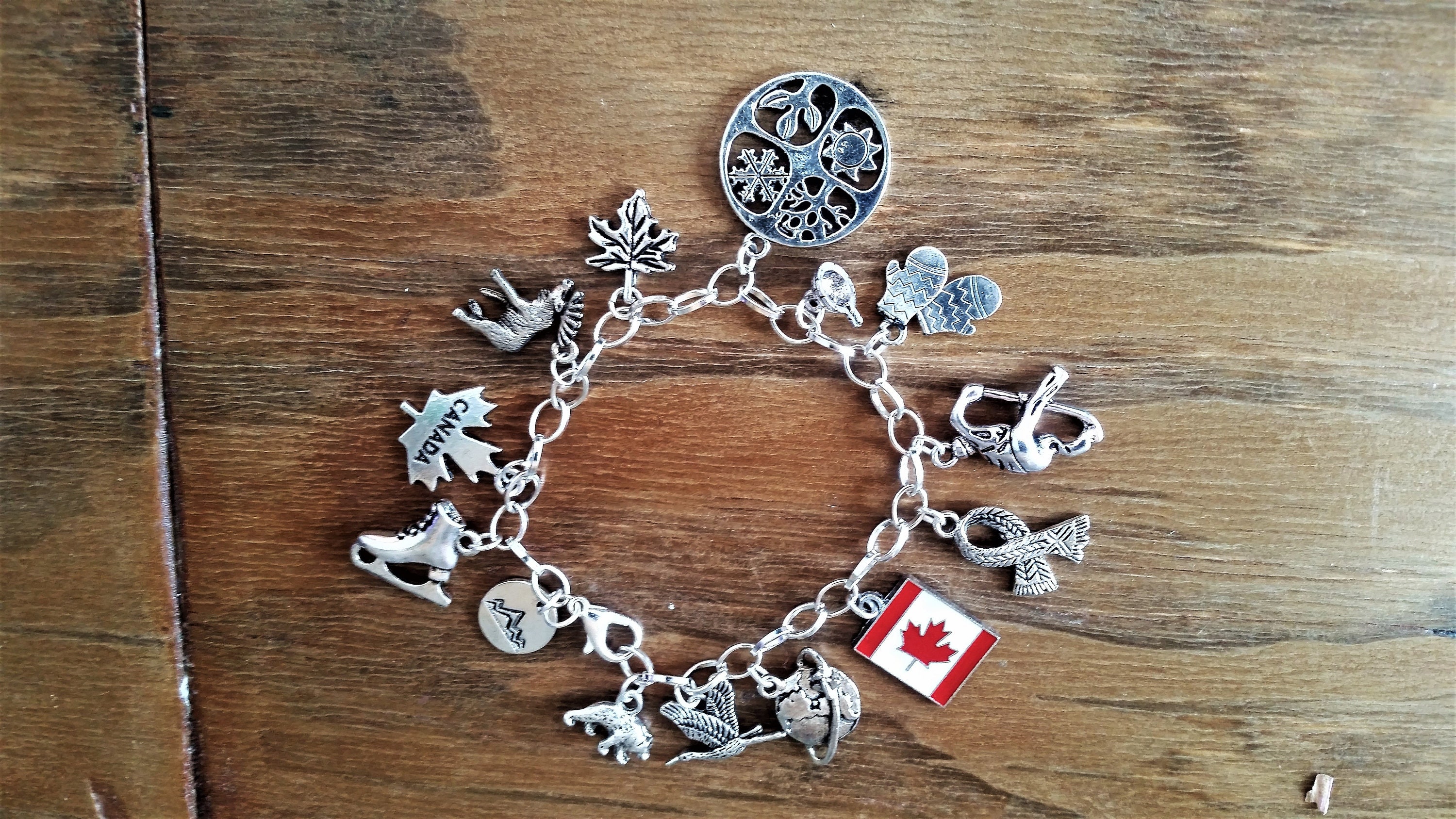 Canada themed charm bracelet Canadian charm bracelet/jewelry Etsy