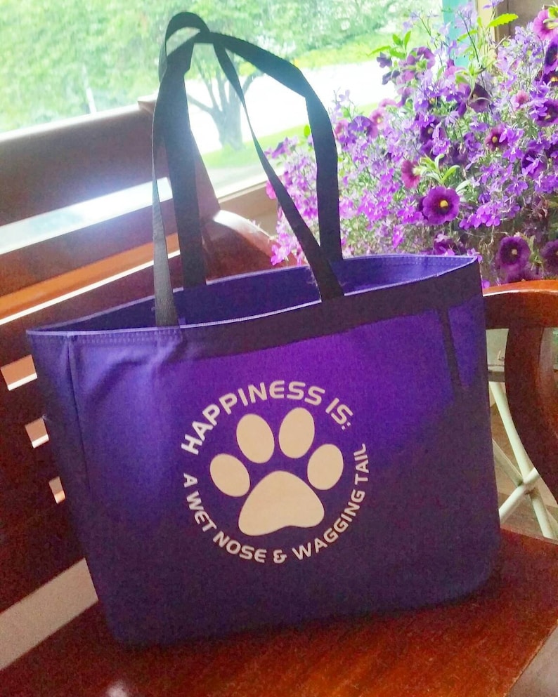 Dog Paw Print Tote Bag Dog Themed Gift Polyester Tote Bag Etsy