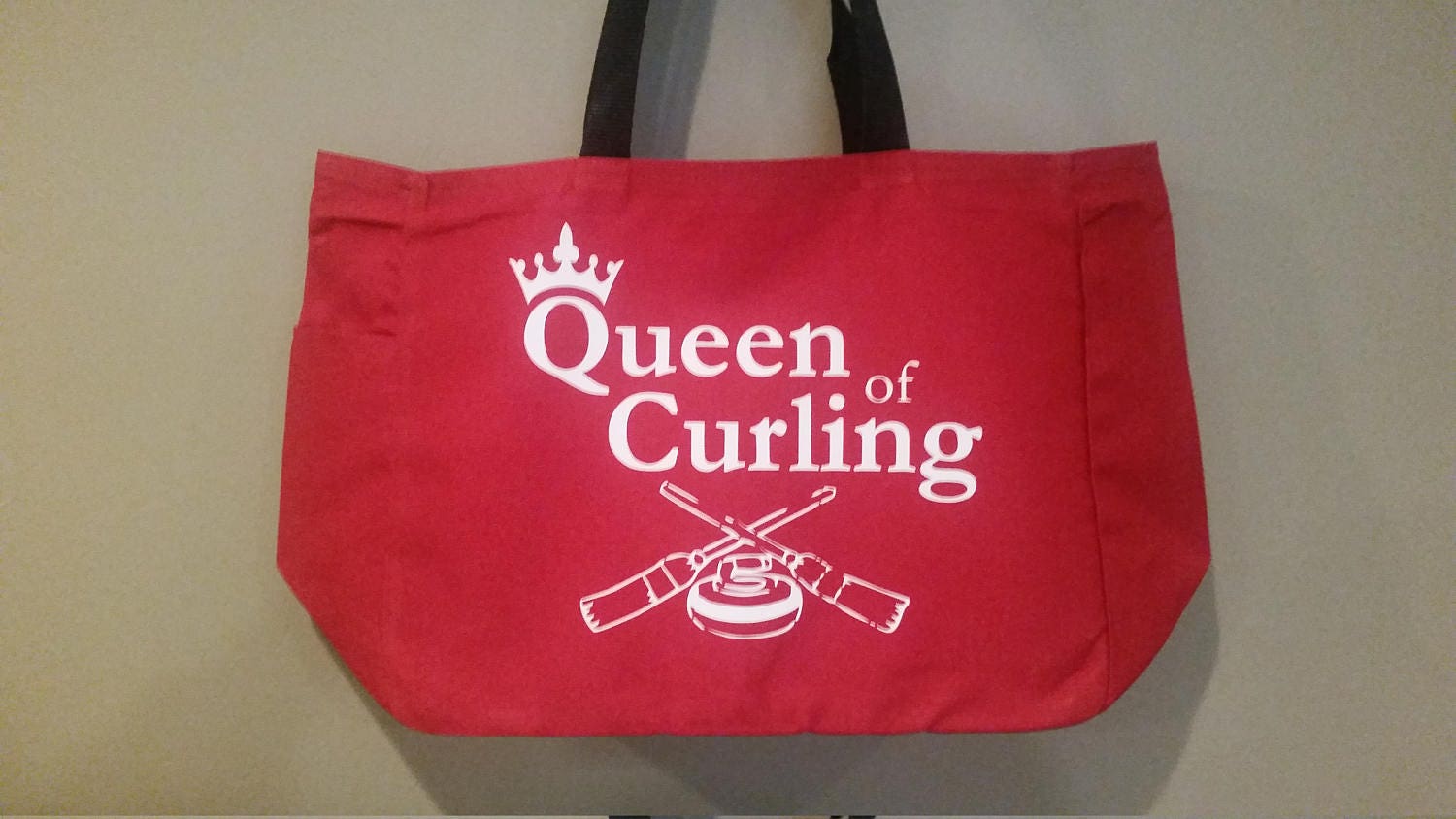 Curling themed tote bag curling gift polyester crafting Etsy 日本