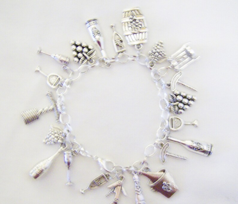 Wine themed charm bracelet metal charm wine bracelet wine Etsy