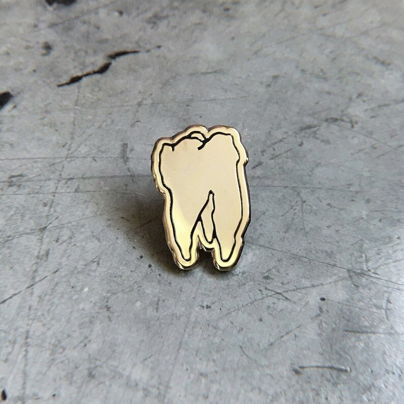 Gold Tooth Pin Molar Wisdom Teeth Dentistry Dentist Dental Hygienist Gift Anatomy Human image 1