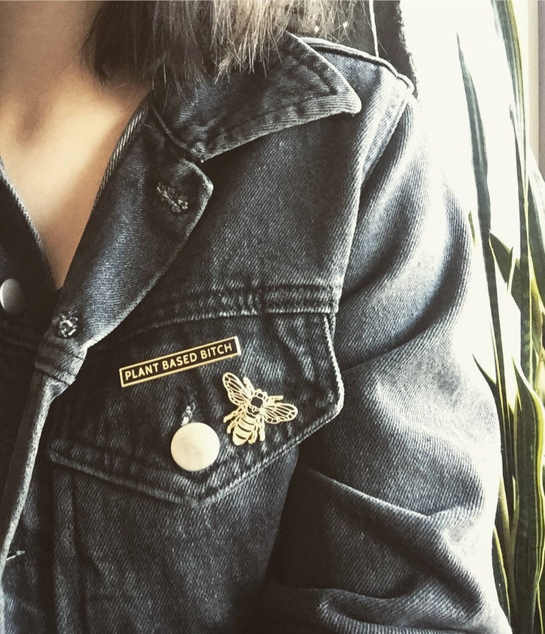 Plant Based Bitch Lapel Pin Vegan Pin Gift for Vegan Plant Based Babe Plant Powered Cruelty Free Vegan As Fuck Accessories image 4