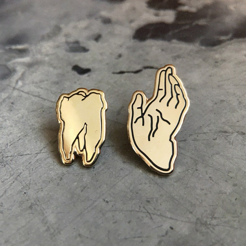 Gold Tooth Pin Molar Wisdom Teeth Dentistry Dentist Dental Hygienist Gift Anatomy Human image 2