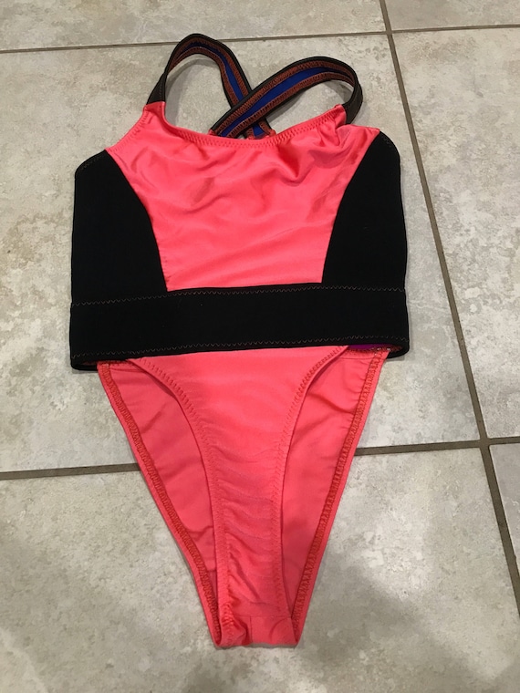 Vintage 90's Neoprene High Cut Leg One Piece Swim