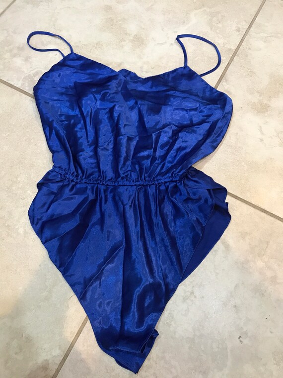 blue satin bodysuit