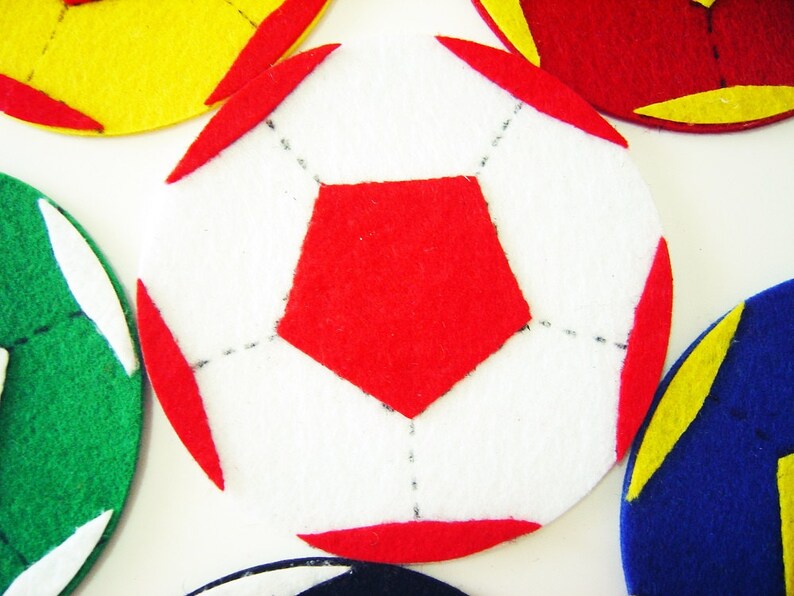 Thick Felt Soccer Ball 6 Pieces Felt Die Cut Soccer Ball Etsy