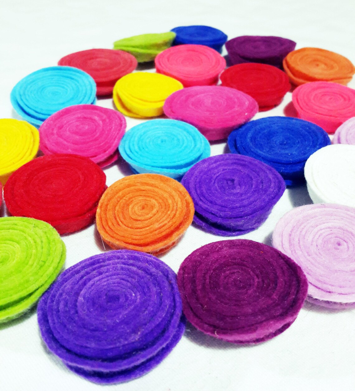 Felt Flowers12 Pieces Felt Rolled Round Flower Two Size Cut Etsy