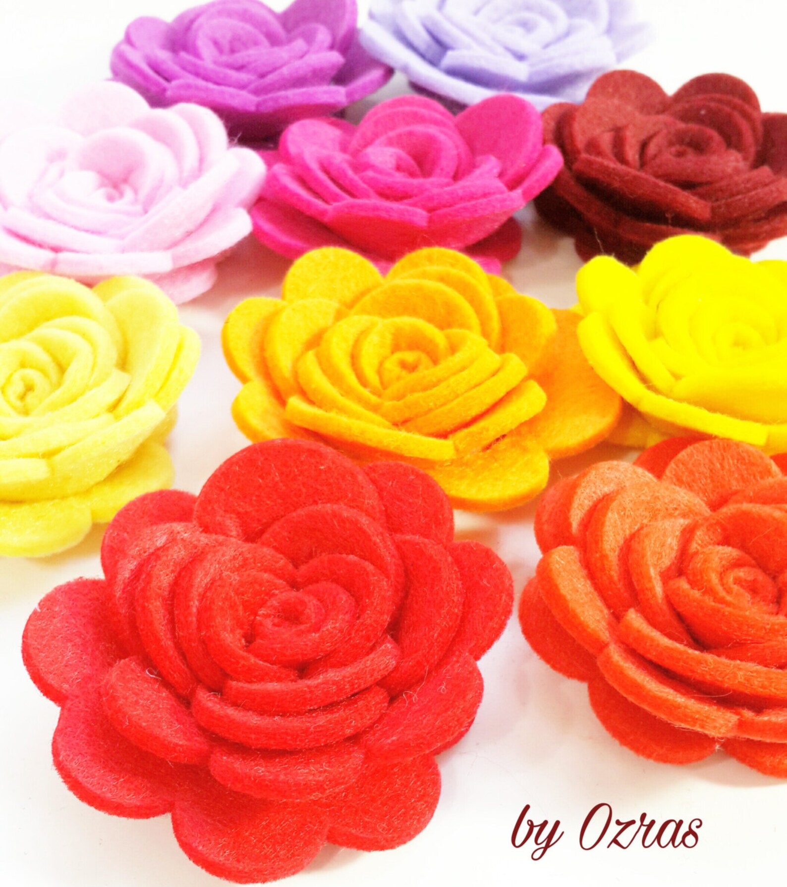 Thick Felt Roses Felt Big Size Roses Felt Flowers Pastel Etsy