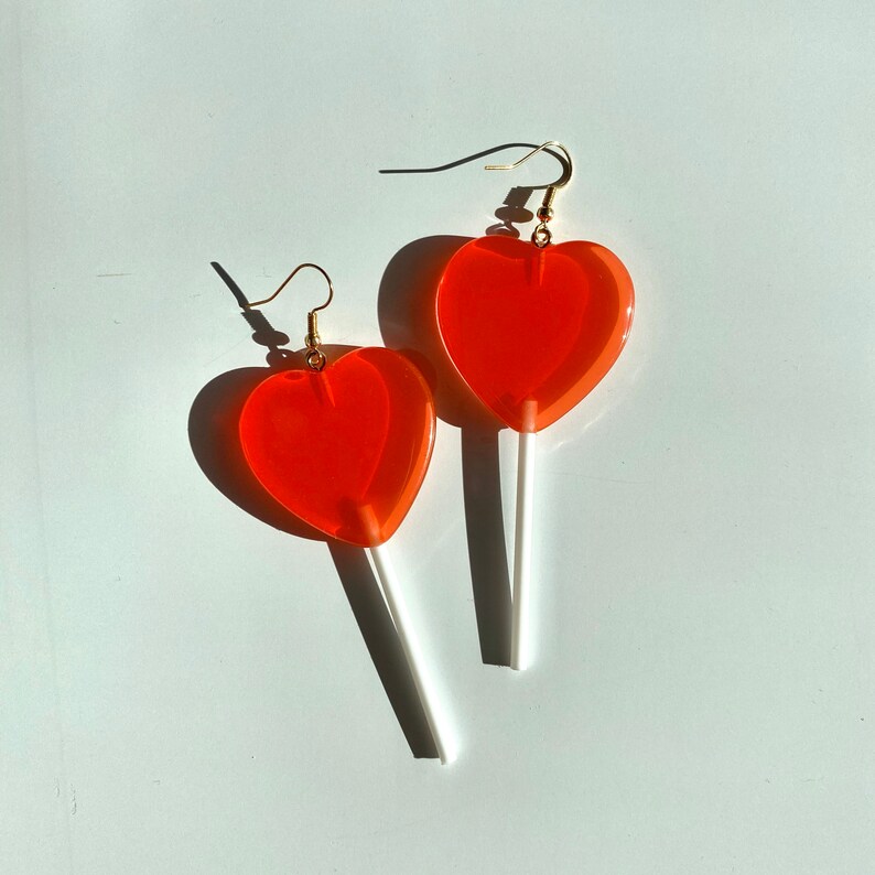 Heart shaped lollipop earrings Clearance