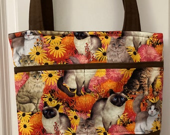 Cats & Flowers Tote Bags