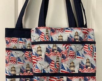 Lighthouse USA Tote Bag