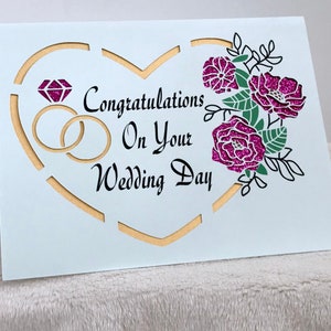 WEDDING CARDS for NEWLYWEDS: Flowers & Wedding Rings Greeting Card - Wedding Day Greeting Card - Custom Card - Personalized Wedding Card