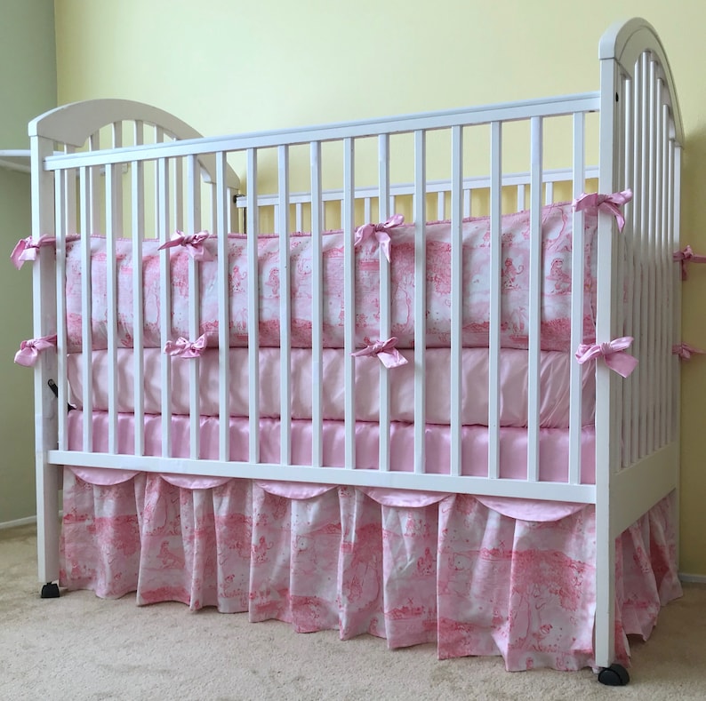 Pink Animal Toile CRIB BEDDING SET Includes Bumper Pad Crib Etsy