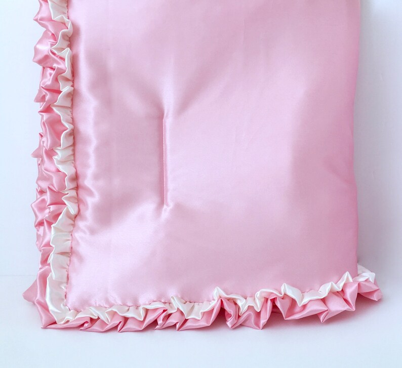 Ivory And Pink All Satin Ruffled Baby Quilt Blanket Toddler Ruffle Kid S