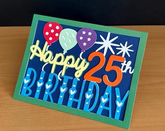 MILESTONE BIRTHDAY CARD: 25th Birthday Greeting Card - Happy 25th Birthday Card - Personalized Card - Custom Card - 25 Years Old Birthday