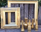 Gold Decor, Set of 7, 16x20 gold frame, 8x10 gold frame, Gold vases,  Baroque, Ornate Frame, Wedding Decor (Los Angeles)