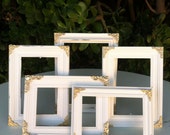 Set of 10 Wedding Frames, Table Numbers,  5x7, 4x6 White & Gold, Shabby Chic, Distressed, Wedding Frames, Nursery Decor, (Los Angeles)