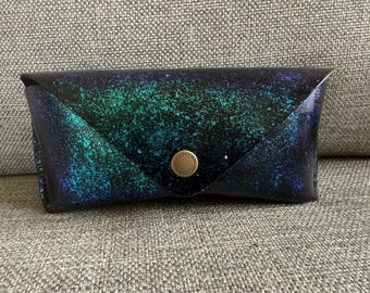 Portland Leather Goods PLG Sunglasses Case With Custom Blue/Green Colorshift Paint