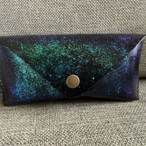 Portland Leather Goods PLG Sunglasses Case With Custom Blue/Green Colorshift Paint