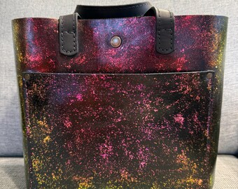 Portland Leather Goods PLG Mini Snap Crossbody Purse- Red/Orange/Pink/Gold/Green Color Shifting Custom Painted Leather Bag