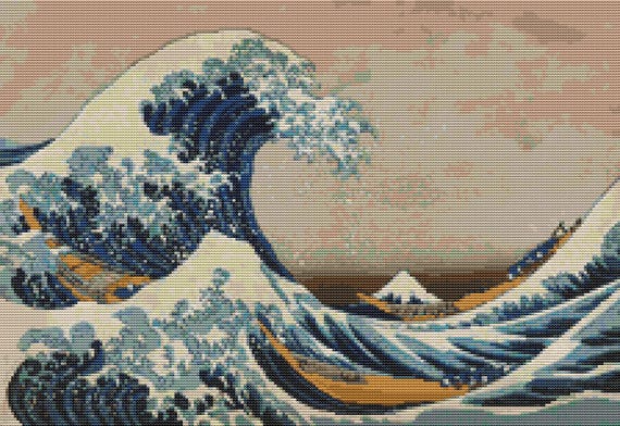 神奈川沖浪裏クロスステッチ図案、葛飾北斎、日本の浮世絵刺繍 - Etsy 日本