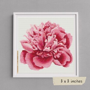 Peony Cross Stitch Kit, Pink Flowers, Floral Embroidery