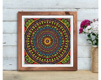 FULL KIT Hypnotic Cross Stitch Kit, Mandala Embroidery Kit