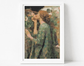 My Sweet Rose Mini Cross Stitch Pattern John William Waterhouse Art Embroidery