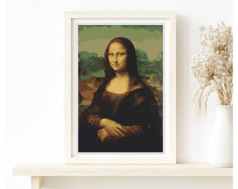 FULL KIT Mona Lisa Cross Stitch Kit | Woman Embroidery Kit | Leonardo da Vinci