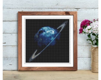 FULL KIT Uranus Cross Stitch Kit, Planet Embroidery Kit, Planetary Series