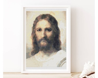 PATTERN PDF Cross Stitch Pattern, Jesus Mini Embroidery Chart PDF, Heinrich Hofmann