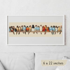 A Row of Birds Cross Stitch Kit, Animal Embroidery