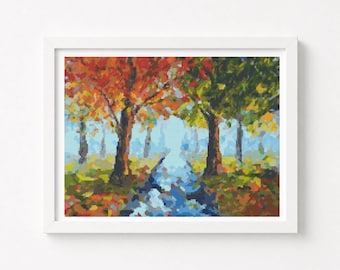 The Fall Cross Stitch Kit Autumn Embroidery