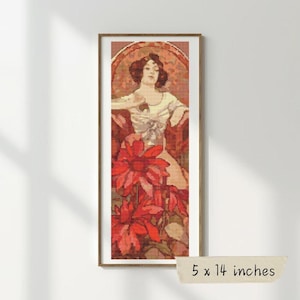 Rubin Kreuzstichpackung, Alphonse Mucha, Jugendstil Stickerei