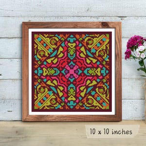 Joy Mandala Cross Stitch Pattern PDF, Abstract Embroidery