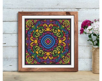 Medley Cross Stitch Kit, Mandala Embroidery Kit