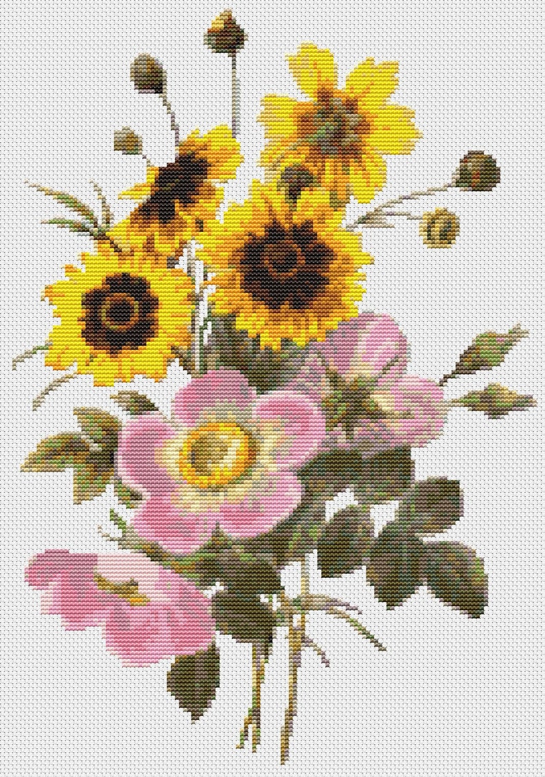 Flowers Cross Stitch Kit 10 X 14 Inches Pierre Joseph Redout U00e9 Floral Cross Stitch Kits How To Craft Supplies Tools Kromasol Com