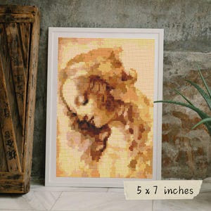Mini kit de punto de cruz &quot;Cabeza de mujer&quot;, Leonardo da Vinci, Bordado artístico