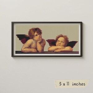 The Sistine Madonna Cross Stitch Pattern, Raphael, Angels Embroidery