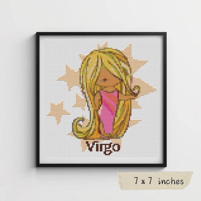 Virgo Cross Stitch Pattern, Horoscope, Astrology, Zodiac Series image 1