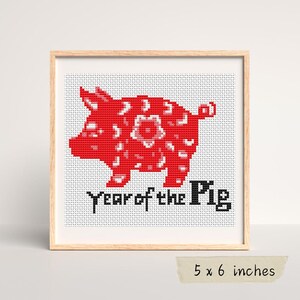 Year of the Pig Cross Stitch Pattern, Horoscope, Astrology, Chinese Zodiac Series