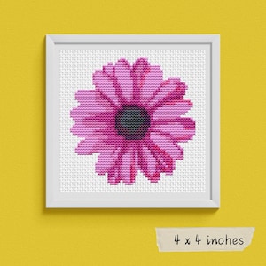 Purple Gerbera Cross Stitch Pattern, Flower Series, Floral Embroidery