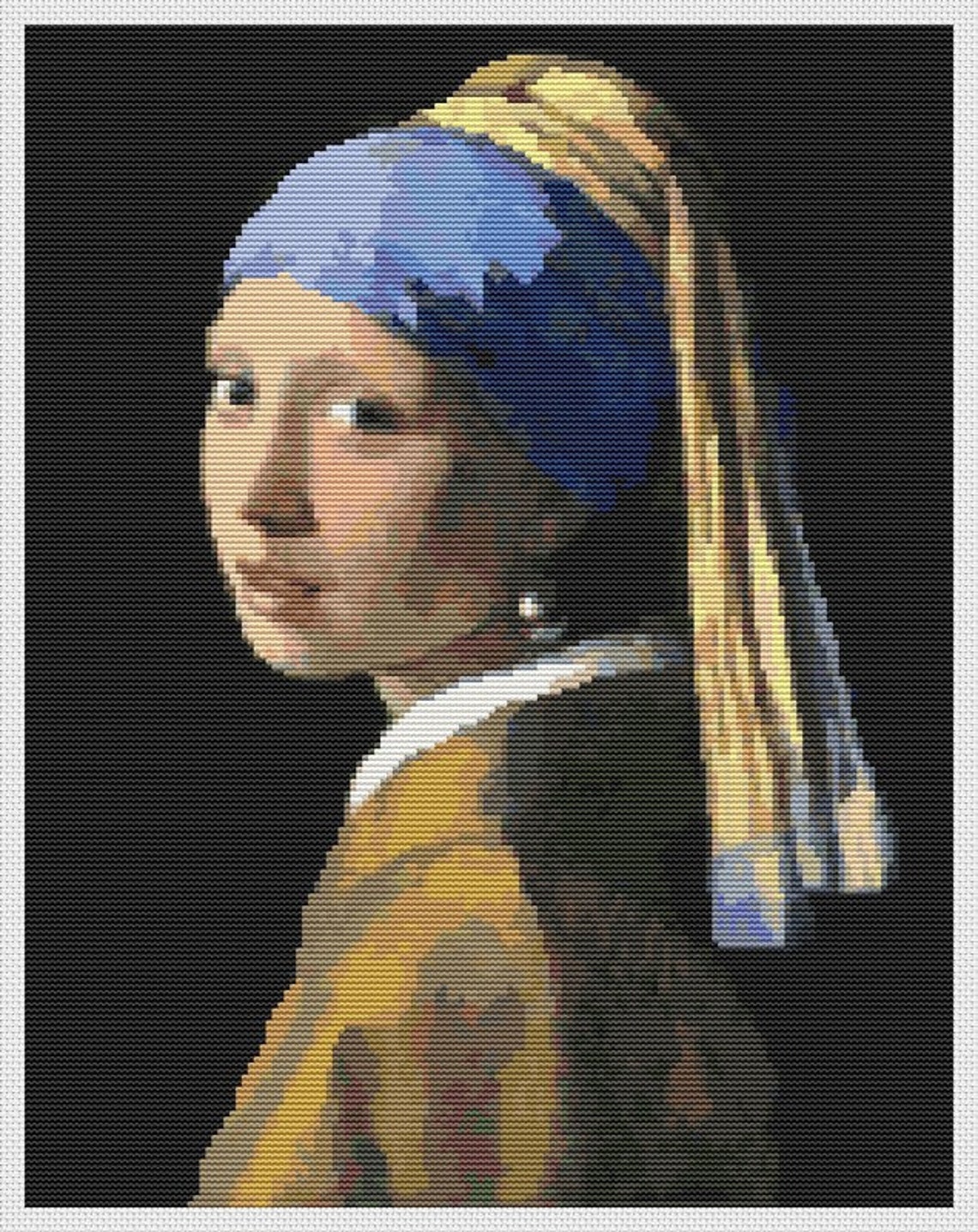 The Girl With the Pearl Earring Cross Stitch Pattern Woman Etsy