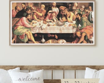 The Last Supper Cross Stitch Pattern, Jacopo Bassano, Jesus Christ Embroidery