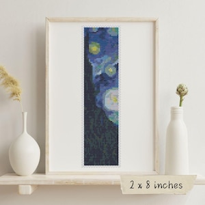 The Starry Night Bookmark Cross Stitch Kit, Vincent van Gogh, Landscape, Art Embroidery