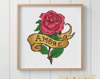 バラ - MerejkaのクロスステッチキットK-39花のクロスステッチ - Etsy 日本