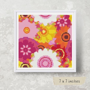 Summer Flowers Cross Stitch Pattern, Floral Embroidery